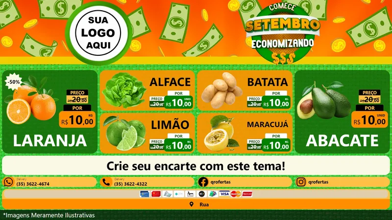 Modelo de TV para TV Horizontal com o tema Comece Setembro Economizando para Hortifrúti