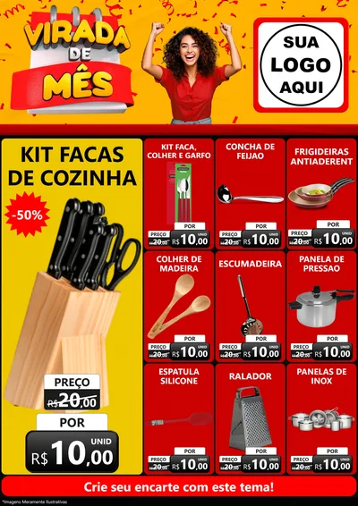 Modelo de Encarte para Encarte A4 Vertical com o tema Virada de Mês para Utilidades Domésticas