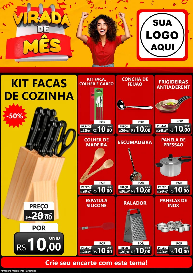 Modelo de Encarte para Encarte A4 Vertical com o tema Virada de Mês para Utilidades Domésticas