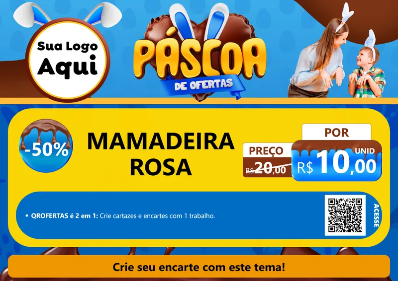 Modelo de Cartaz para Cartaz A4 Horizontal com o tema Páscoa de Ofertas para Bebês
