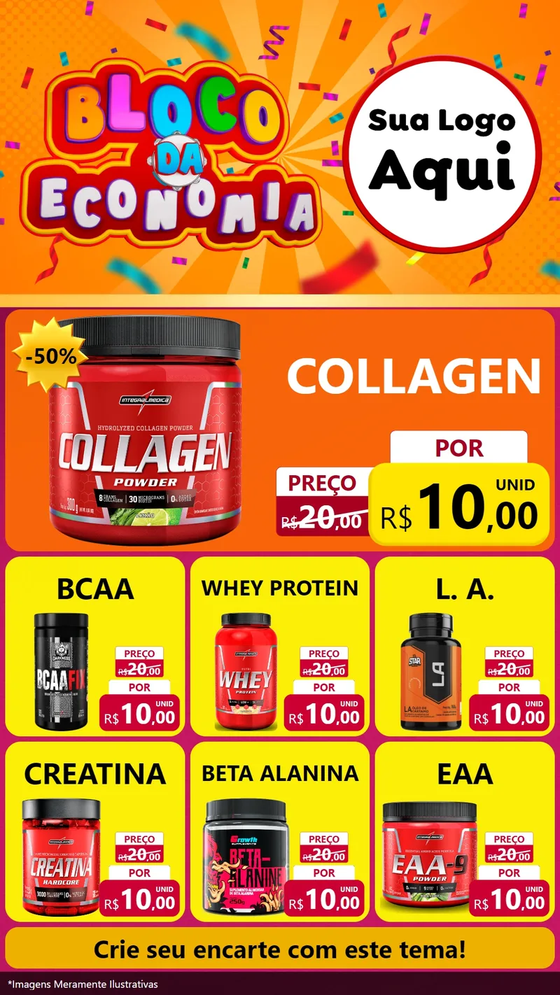 Modelo de Rede Social para Stories com o tema Bloco da Economia para Suplementos alimentares