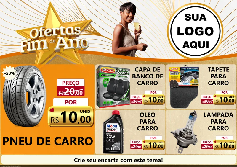 Modelo de Encarte para Encarte A4 Horizontal com o tema Ofertas Fim de Ano para Auto peças