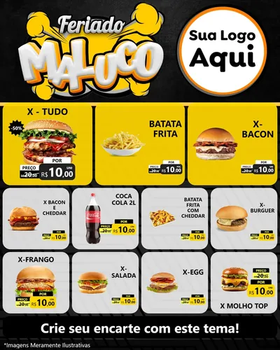 Modelo de Rede Social para Feed Instagram com o tema Feriado Maluco para Hamburgueria