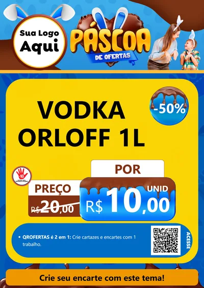 Modelo de Cartaz para Cartaz A4 Vertical com o tema Páscoa de Ofertas para Distribuidora de bebidas