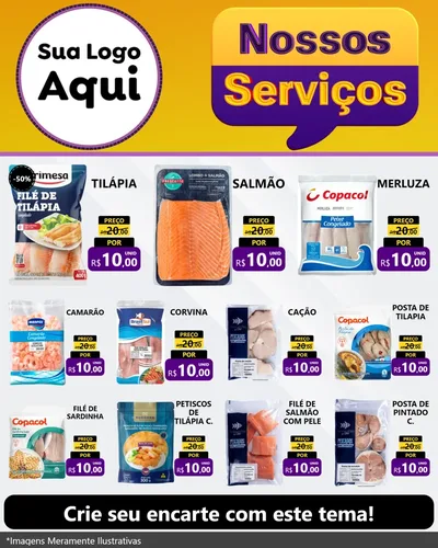 Modelo de Rede Social para Feed Instagram com o tema Nossos Serviços para Peixaria