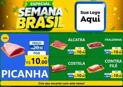 Modelo de Encarte para Encarte A4 Horizontal com o tema Especial Semana do Brasil para Açougue