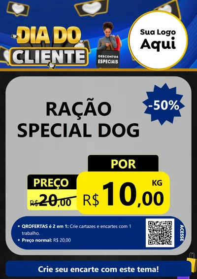Modelo de Cartaz para Cartaz A4 Vertical com o tema Dia Do Cliente para Pet Shop