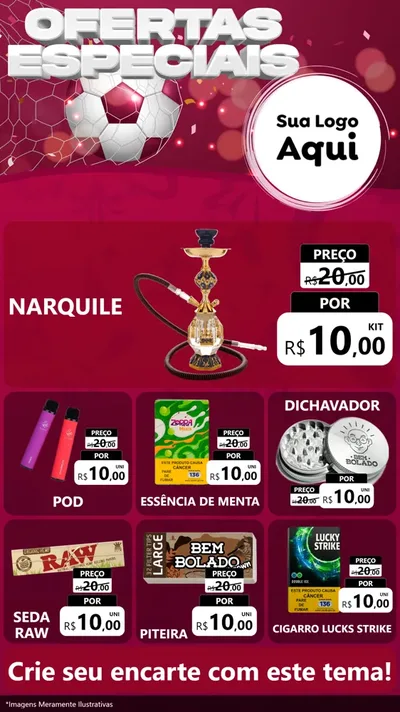 Modelo de Rede Social para Stories com o tema Ofertas Especiais - Futebol para Tabacaria
