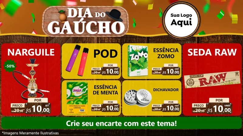 Modelo de TV para TV Horizontal com o tema Dia do Gaúcho para Tabacaria
