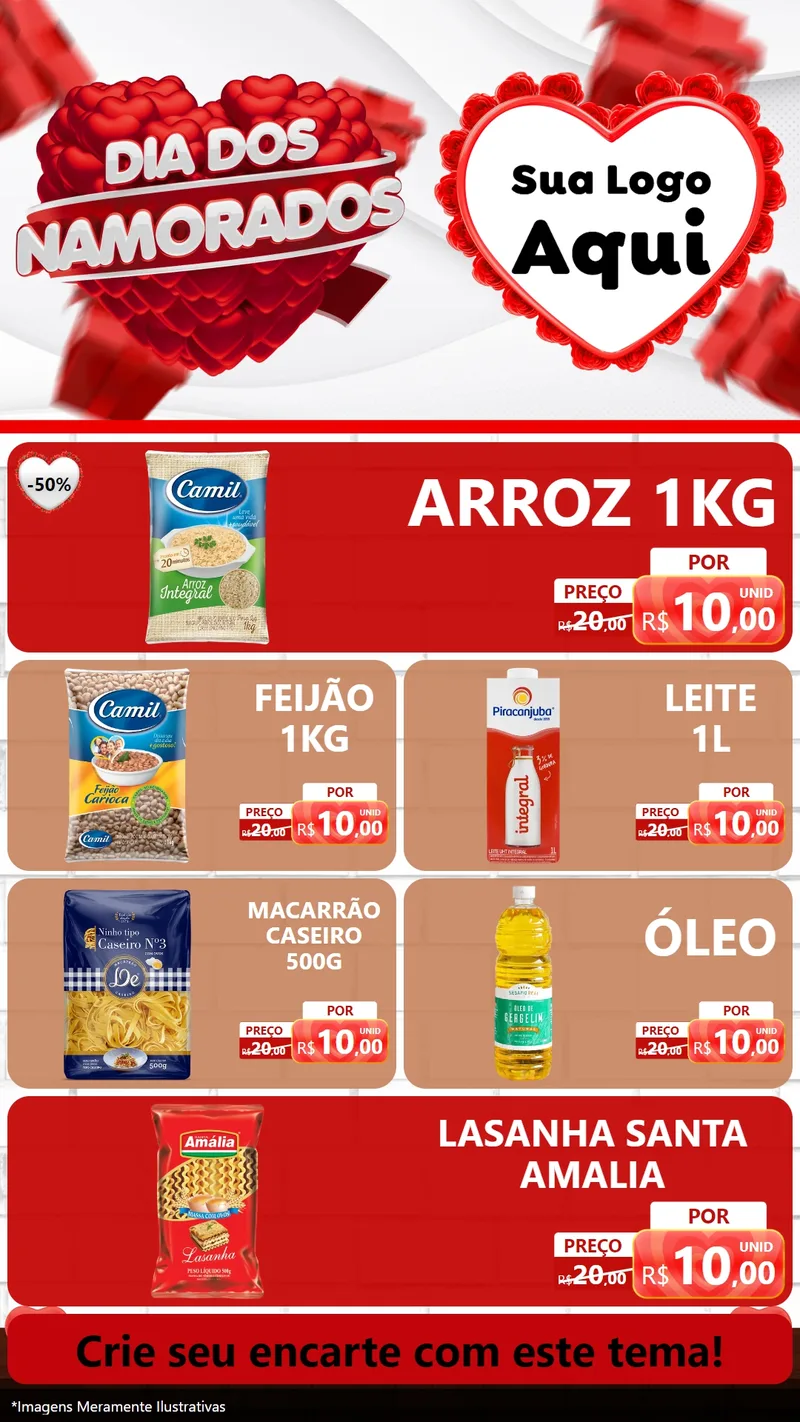 Modelo de TV para TV Vertical com o tema Dia dos Namorados para Supermercado