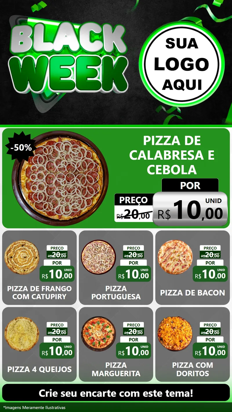 Modelo de Rede Social para Stories com o tema Black Week para Pizzaria