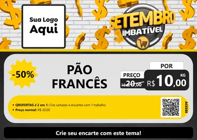 Modelo de Cartaz para Cartaz A4 Horizontal com o tema Setembro Imbatível para Padaria