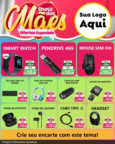 Modelo de Rede Social para Feed Instagram com o tema Show das Mães - Ofertas Especiais para Informática