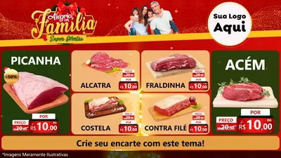 Modelo de TV para TV Horizontal com o tema Alegria em Família Super Ofertas - Natal para Açougue