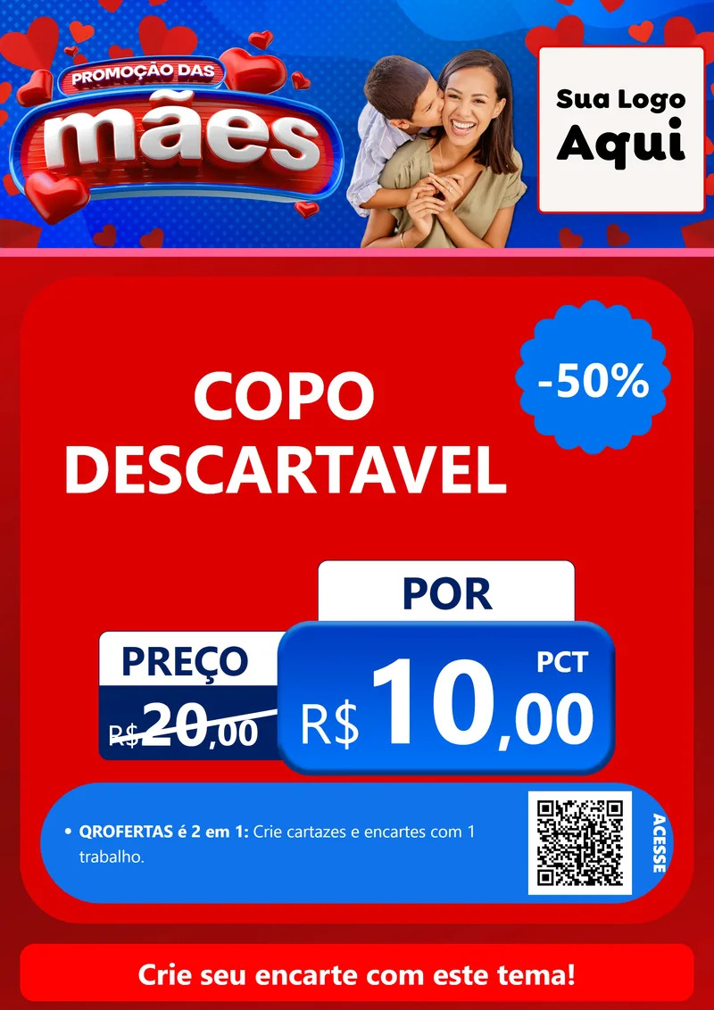 Modelo de Cartaz para Cartaz A4 Vertical com o tema Promoção das Mães para Embalagens
