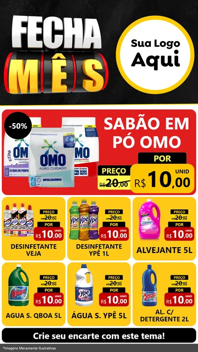 Modelo de Rede Social para Stories com o tema Fecha Mês para Produtos de Limpeza