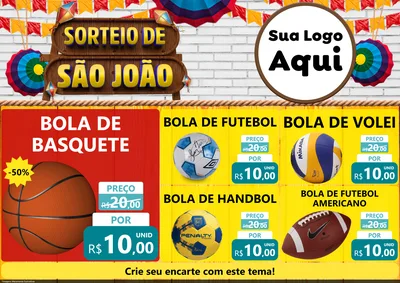 Modelo de Encarte para Encarte A4 Horizontal com o tema Sorteio de São João para Artigos Esportivos