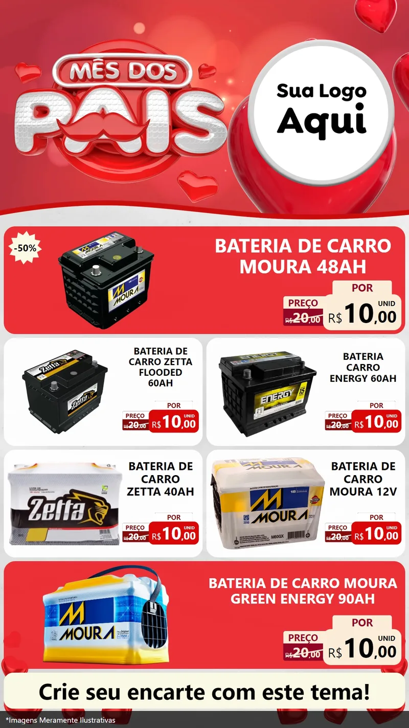 Modelo de TV para TV Vertical com o tema Mês dos Pais para Baterias Elétricas