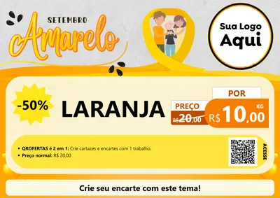 Modelo de Cartaz para Cartaz A4 Horizontal com o tema Setembro Amarelo para Hortifrúti