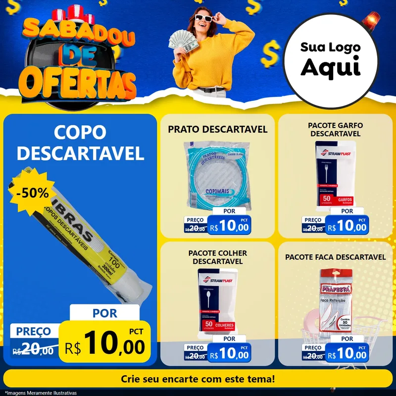 Modelo de Rede Social para Feed Facebook com o tema Sabadou de Ofertas para Embalagens