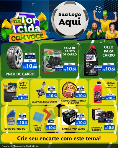 Modelo de Rede Social para Feed Instagram com o tema Na Torcida Com Você - Copa para Auto peças