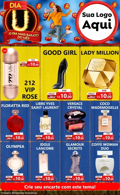 Modelo de Encarte para Encarte Grande com o tema Dia U - O Dia Mais Barato Do Mês para Perfumes