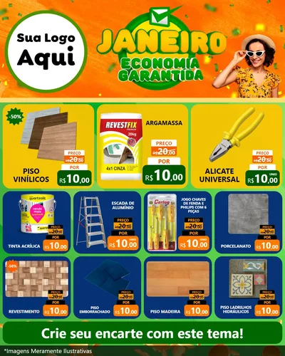 Modelo de Rede Social para Feed Instagram com o tema Janeiro - Economia Garantida para Material para Construção