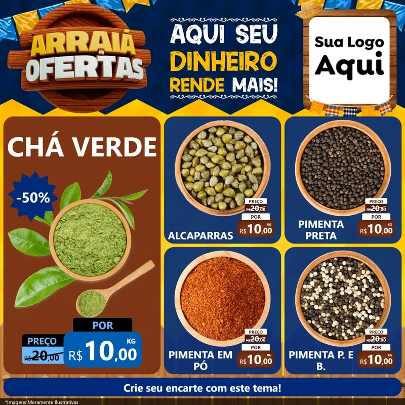 Modelo de Rede Social para Feed Facebook com o tema Arraiá de Ofertas - Junina para Produtos Naturais