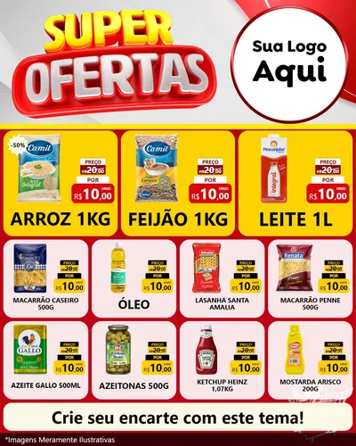 Modelo de Rede Social para Feed Instagram com o tema Super Ofertas para Supermercado
