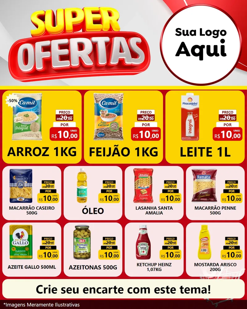 Modelo de Rede Social para Feed Instagram com o tema Super Ofertas para Supermercado