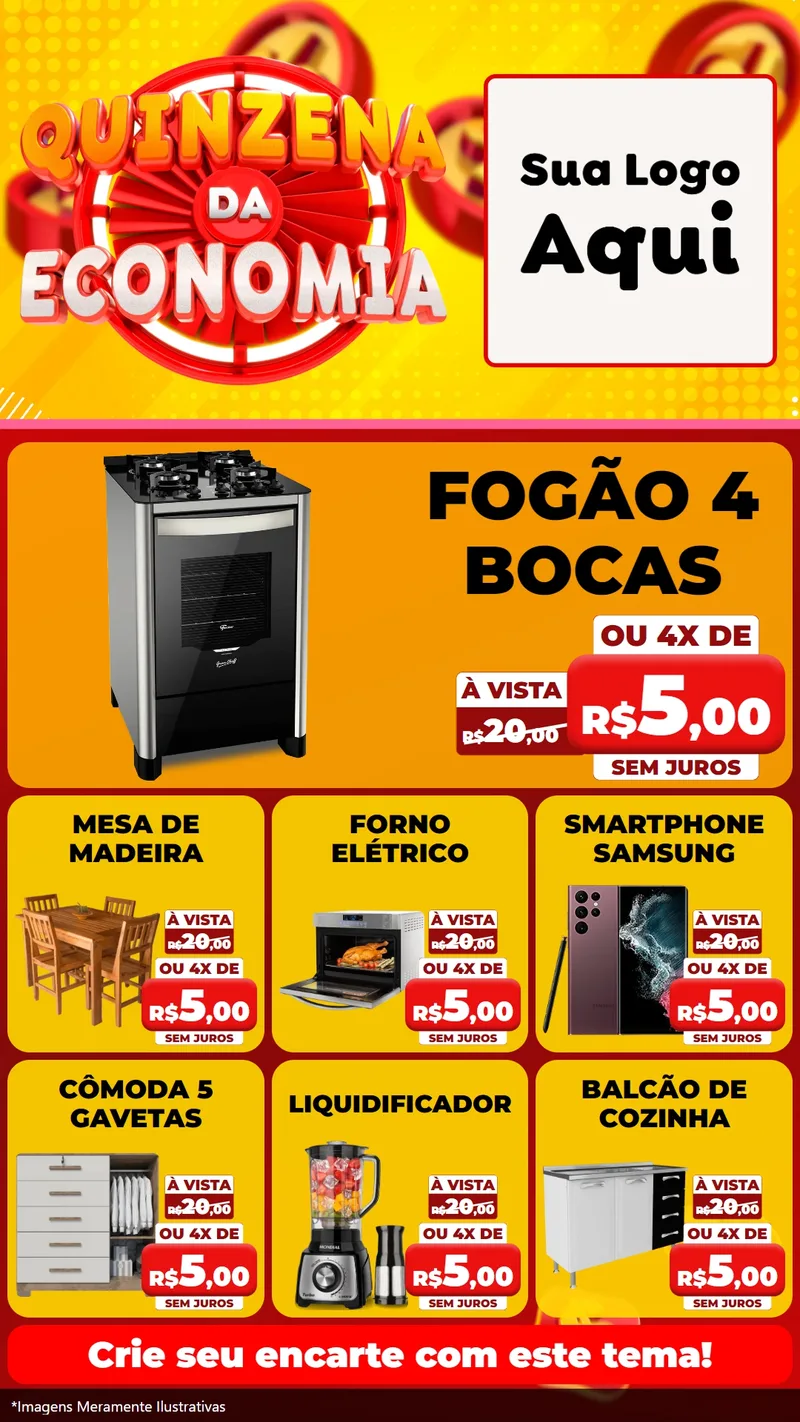 Modelo de Rede Social para Stories com o tema Quinzena Da Economia para Móveis e Eletro