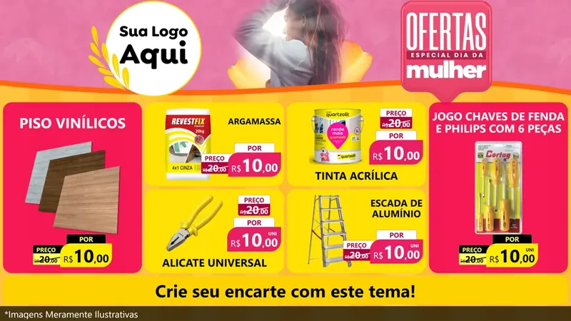 Modelo de TV para TV Horizontal com o tema Ofertas - Especial Dia Das Mulheres para Material para Construção