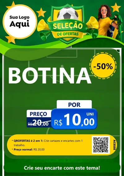 Modelo de Cartaz para Cartaz A4 Vertical com o tema Seleção de Ofertas - Copa para Agropecuária