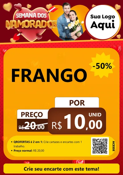 Modelo de Cartaz para Cartaz A4 Vertical com o tema Semana dos Namorados para Assados