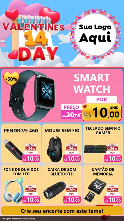 Modelo de Rede Social para Stories com o tema Valentine's Day para Informática