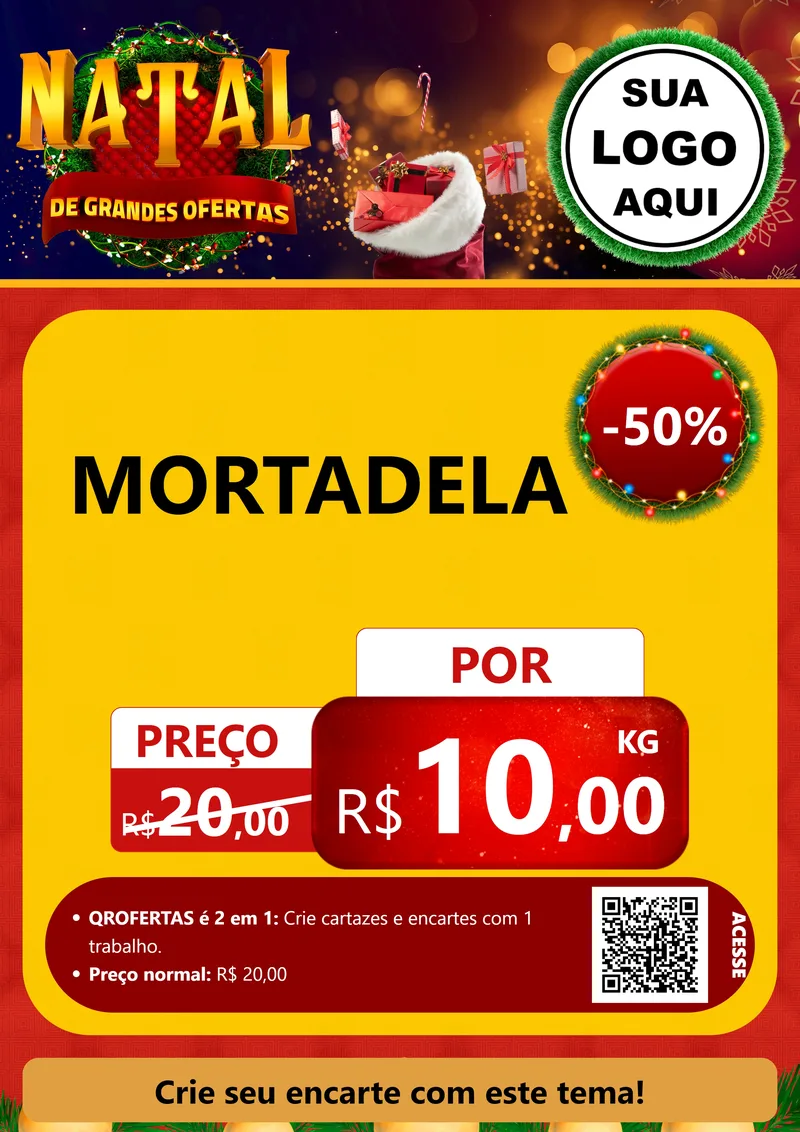 Modelo de Cartaz para Cartaz A4 Vertical com o tema Natal de Grandes Ofertas para Frios e Laticínios