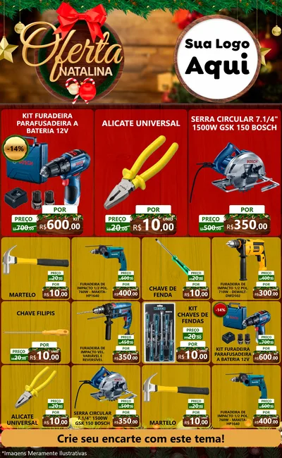 Modelo de Encarte para Encarte Grande com o tema Ofertas Natalina para Maquinas e Ferramentas