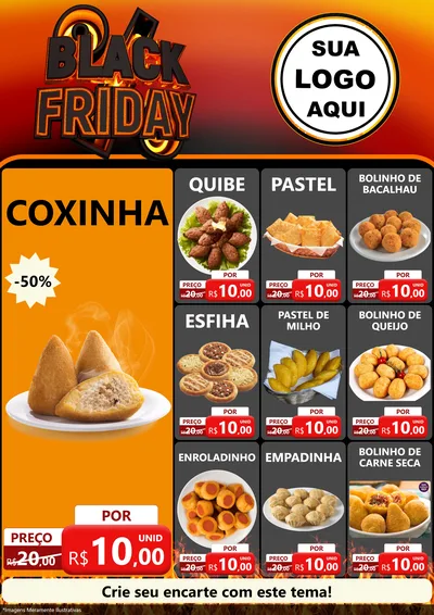 Modelo de Encarte para Encarte A4 Vertical com o tema Black Friday para Salgadaria