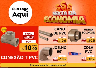 Modelo de Encarte para Encarte A4 Horizontal com o tema Sexta da Economia para Tubos e conexões