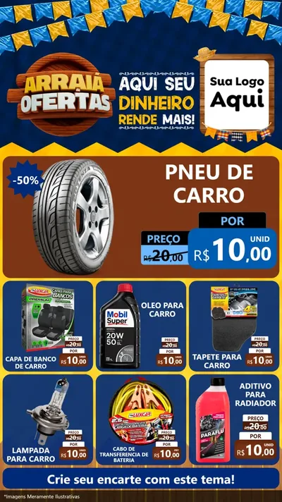 Modelo de Rede Social para Stories com o tema Arraiá de Ofertas - Junina para Auto peças