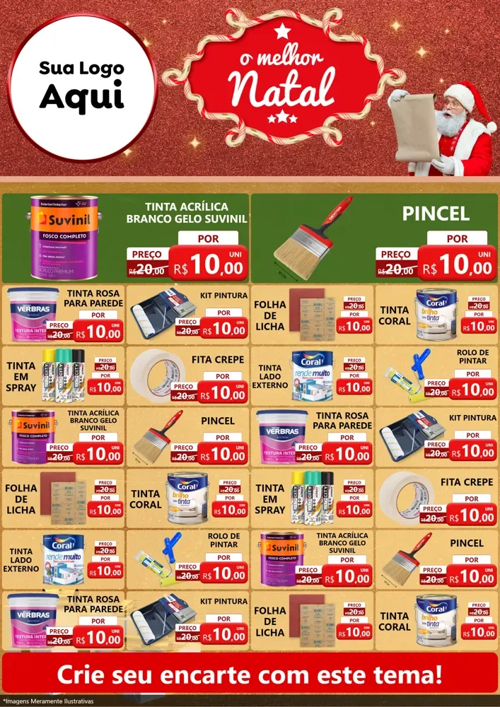 Modelo de Encarte para Encarte A4 Vertical com o tema O Melhor Natal para Tintas e Ferramentas