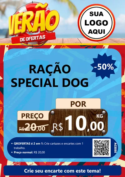 Modelo de Cartaz para Cartaz A4 Vertical com o tema Verão de Ofertas para Pet Shop