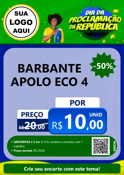 Modelo de Cartaz para Cartaz A4 Vertical com o tema Dia Da Proclamação Da República para Armarinho e Aviamentos