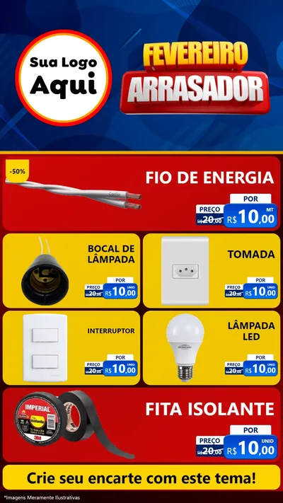 Modelo de TV para TV Vertical com o tema Fevereiro Arrasador para Materiais Elétricos