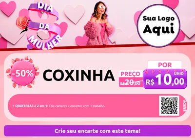 Modelo de Cartaz para Cartaz A4 Horizontal com o tema Dia da Mulher para Salgadaria