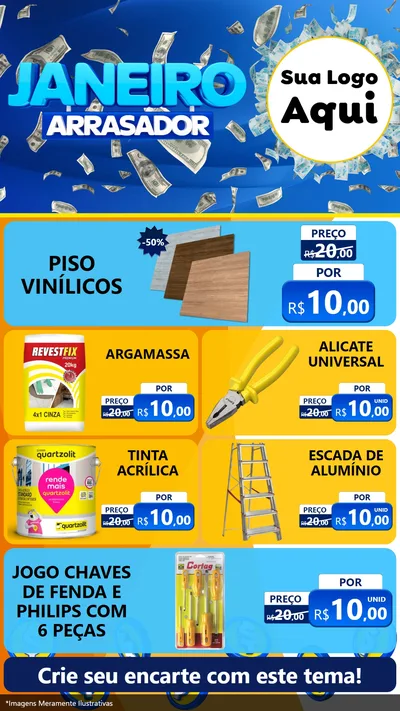 Modelo de TV para TV Vertical com o tema Janeiro Arrasador para Material para Construção