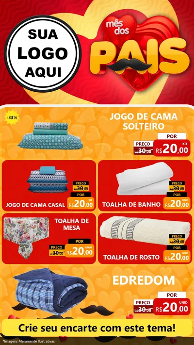 Modelo de TV para TV Vertical com o tema Mês Dos Pais para Cama, Mesa e Banho