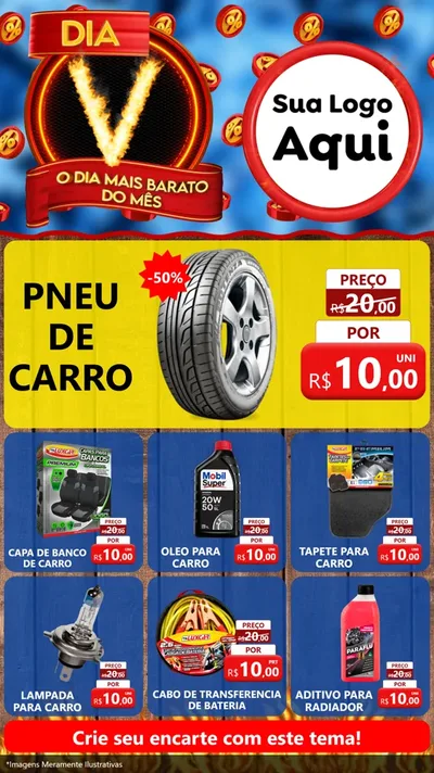 Modelo de Rede Social para Stories com o tema Dia V - O Dia Mais Barato Do Mês para Auto peças