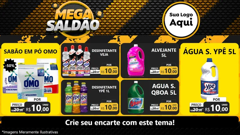 Modelo de TV para TV Horizontal com o tema Mega Saldão para Produtos de Limpeza