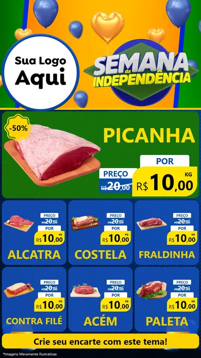 Modelo de Rede Social para Stories com o tema Semana da Independência para Açougue